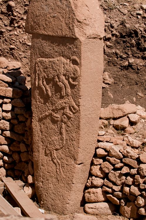 Pillar 2 at Göbekli Tepe, with a bird below quadrupeds