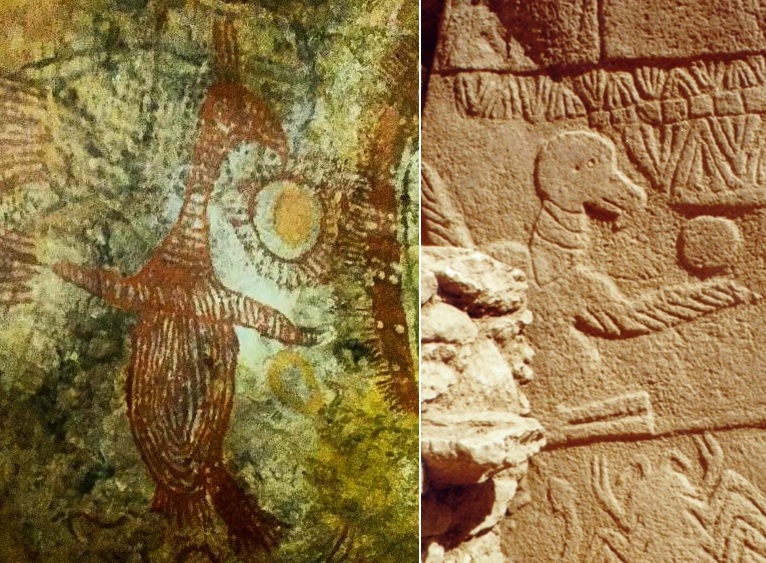 Bird-and-rounded-form painting attributed to Arnhem Land in the claim