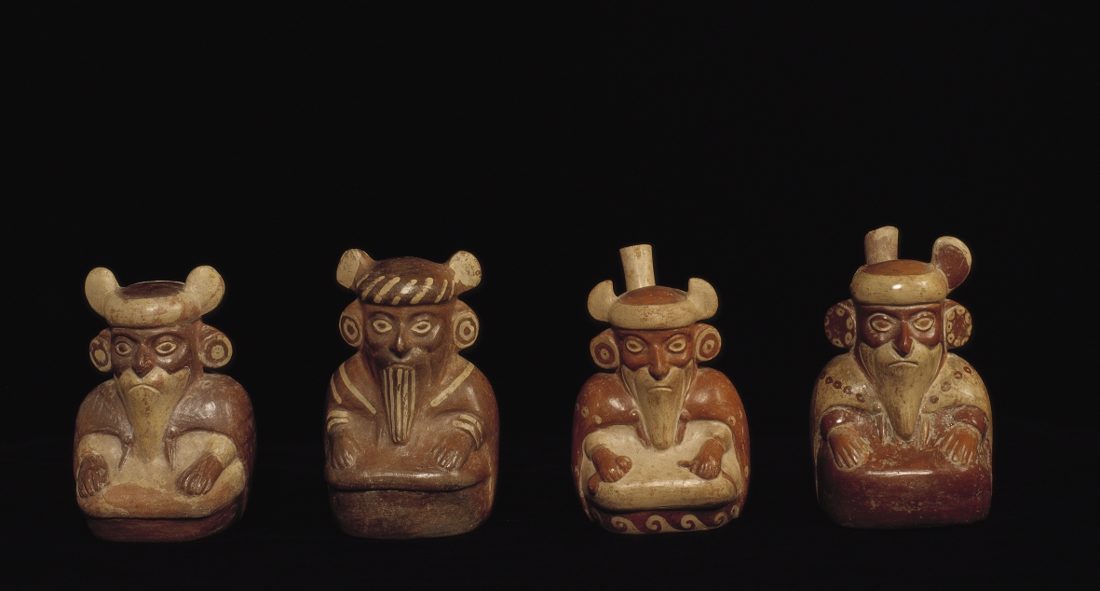 Moche vessels of bearded men