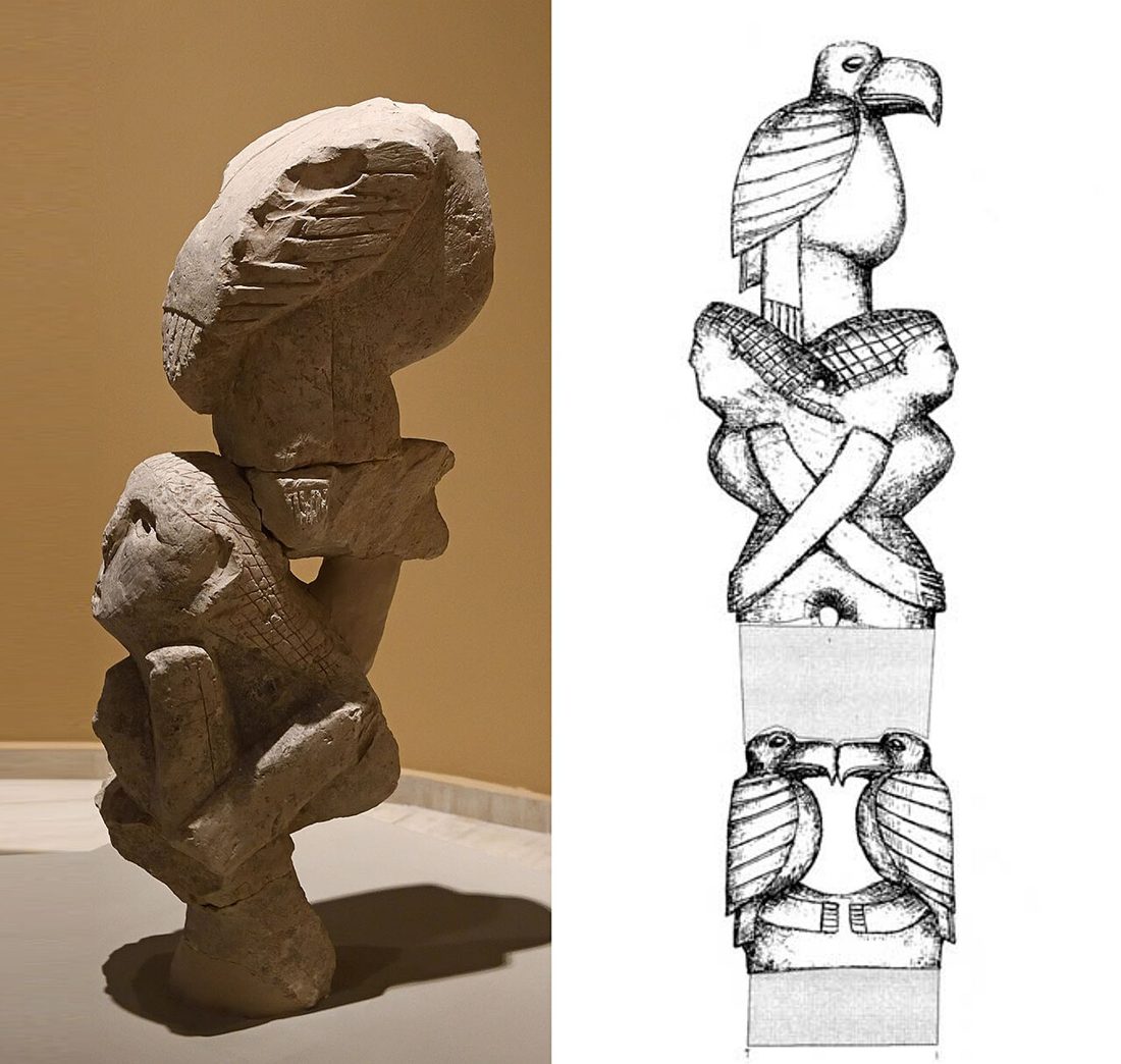 Nevalı Çori totem sculpture with bird