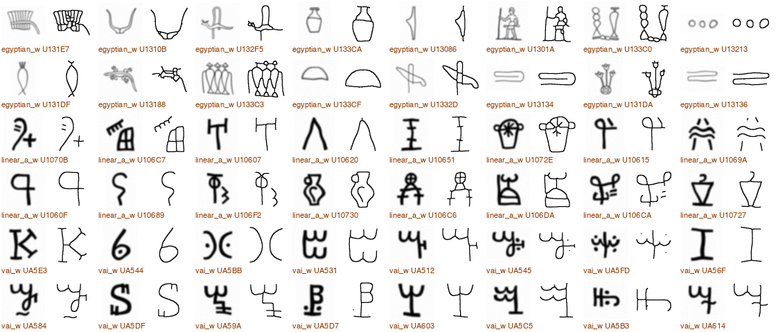 Font glyphs before and after wobble