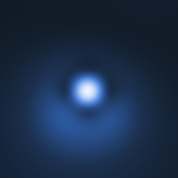 The chamber's mark on the ground's motion, seen from above: a small glowing spot over the chamber